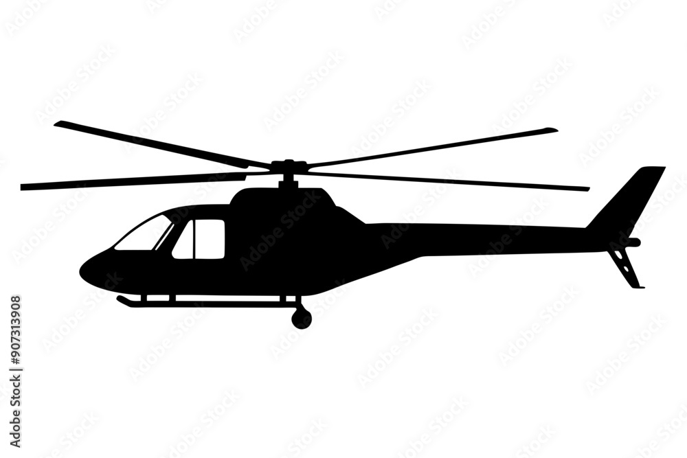 helicopter silhouette vector graphic, copter icon vector illustration
