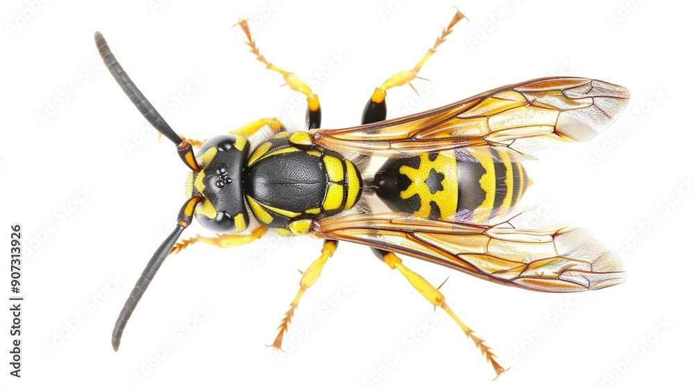 Close-up photo of a wasp sitting on a white surface Close-up photo of a wasp sitting on a white surface