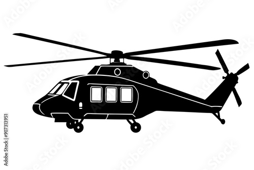helicopter silhouette vector graphic, copter icon vector illustration
