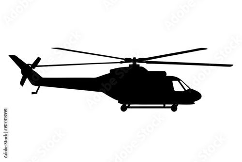 helicopter silhouette vector graphic, copter icon vector illustration
