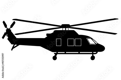 helicopter silhouette vector graphic, copter icon vector illustration 