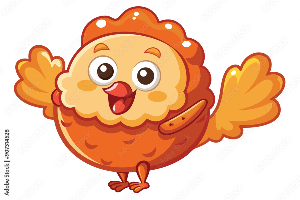 Cartoon Illustration of a Smiling Orange Chick Cartoon Illustration of a Smiling Orange Chick