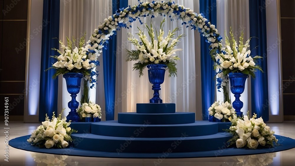 Fototapeta premium Candle in Church with Decorative Holder and Flowers