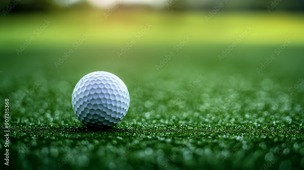 Close up of golf ball on green Close up of golf ball on green