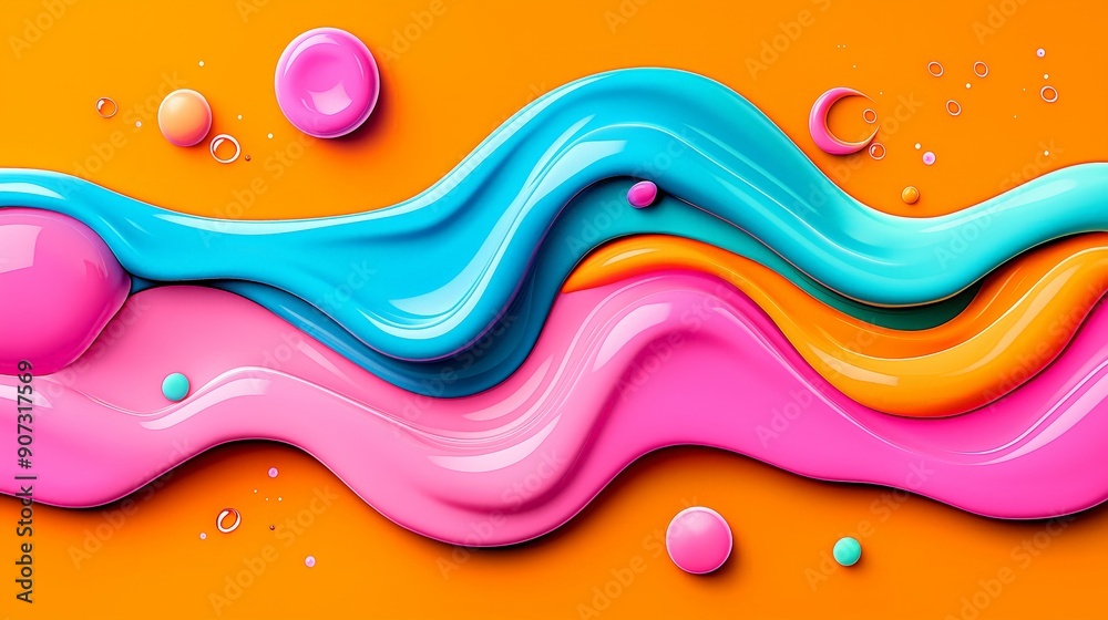 Vibrant abstract swirl of colorful paints on an orange background, creating a playful and energetic visual effect. Vibrant abstract swirl of colorful paints on an orange background, creating a playful and energetic visual effect.