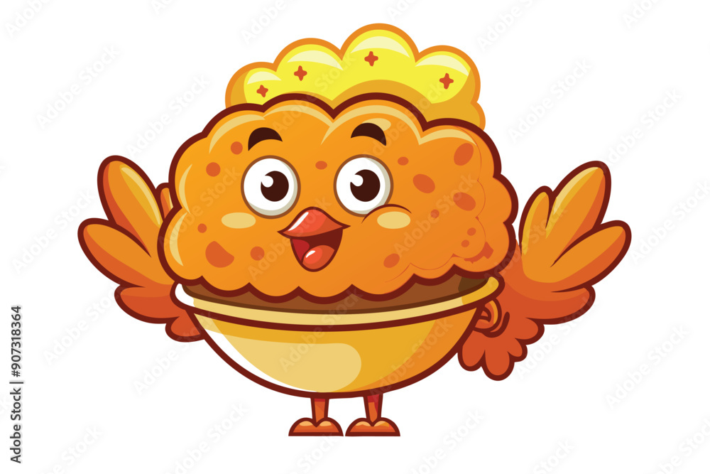 Cartoon Illustration of a Happy Orange Bird with Yellow Crest Cartoon Illustration of a Happy Orange Bird with Yellow Crest