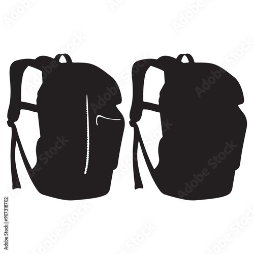 Schoolbag black silhouette, school bag backpack vector illustration, school doodle icon on a white background