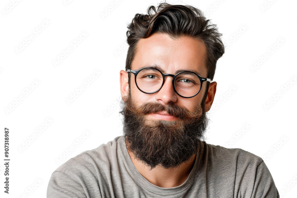 Content man with beard, isolated on white background Content man with beard, isolated on white background