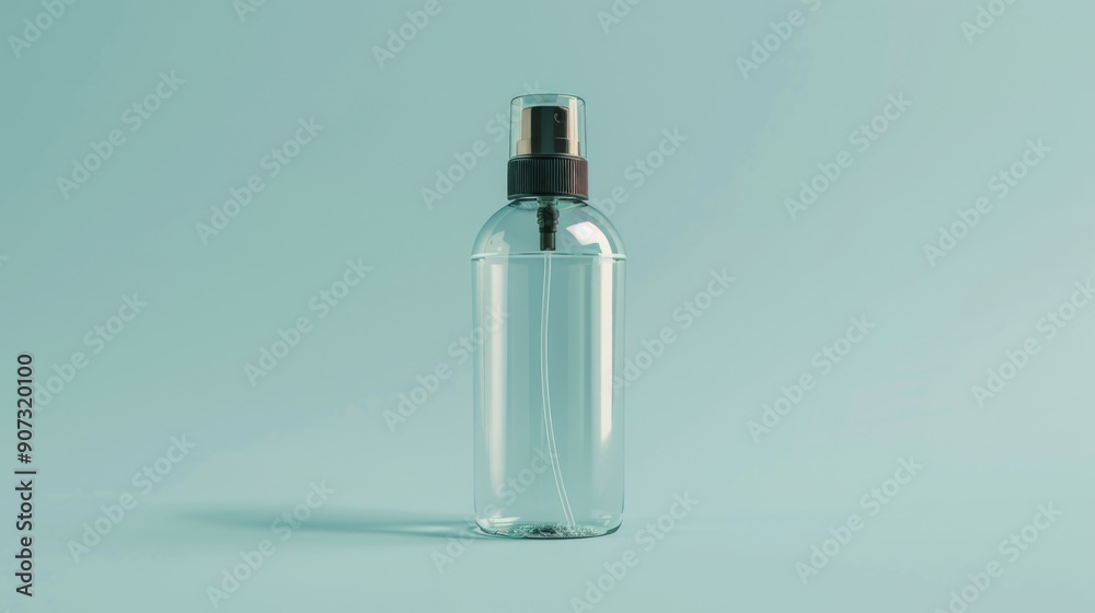 Water sprayer bottle on a blue background, ideal for use in illustrations and designs Water sprayer bottle on a blue background, ideal for use in illustrations and designs