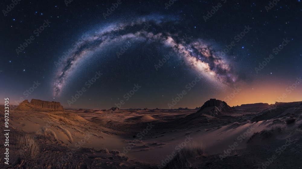 Fototapeta premium Milky Way over Desert Landscape