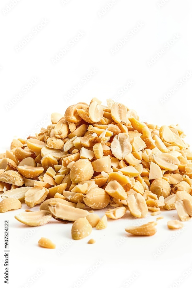 A pile of peanuts on a white surface A pile of peanuts on a white surface