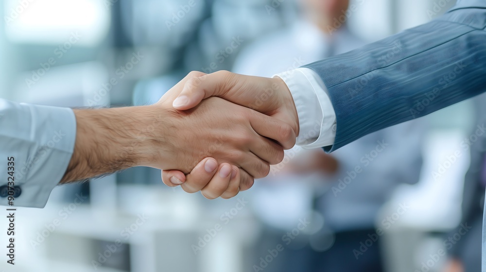 Successful Business Partnership: A Strong Handshake and a Bright Future.成功するビジネスパートナーシップ：力強い握手と明るい未来.Generative AI