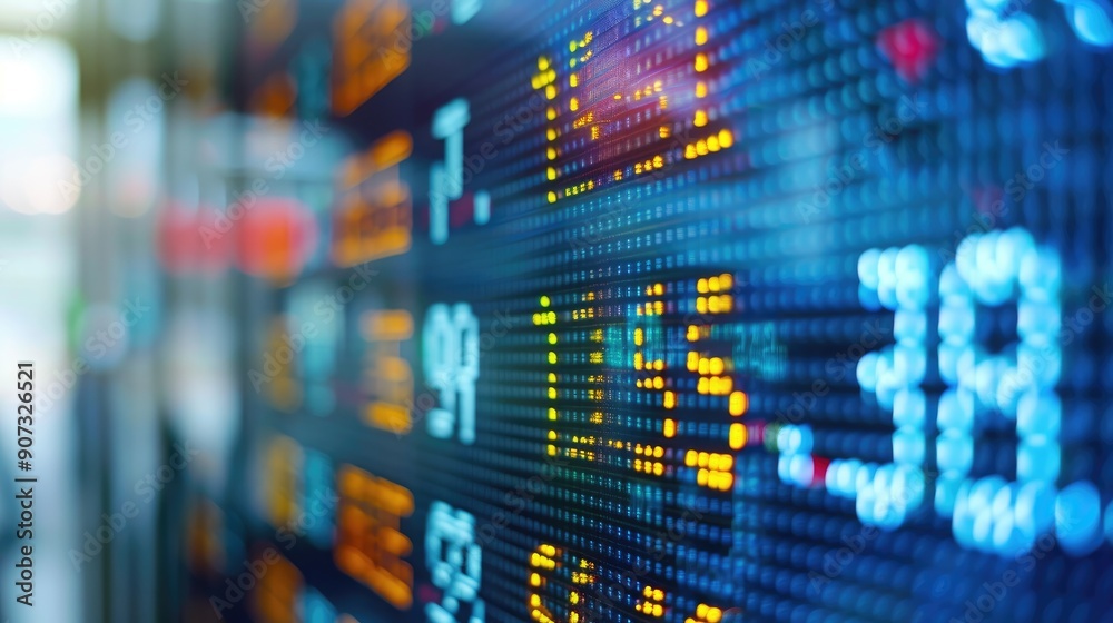 Close-up of stock market charts and data visualization on digital screens, illustrating market trends, financial analysis, and trading activity.. Close-up of stock market charts and data visualization on digital screens, illustrating market trends, financial analysis, and trading activity..