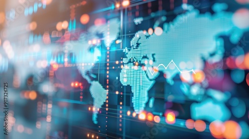 Close-up of stock market charts and data visualization on digital screens, illustrating market trends, financial analysis, and trading activity..