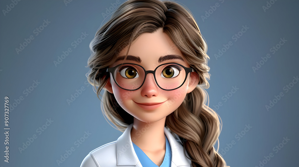 Smiling Cartoon Doctor with Glasses Smiling Cartoon Doctor with Glasses