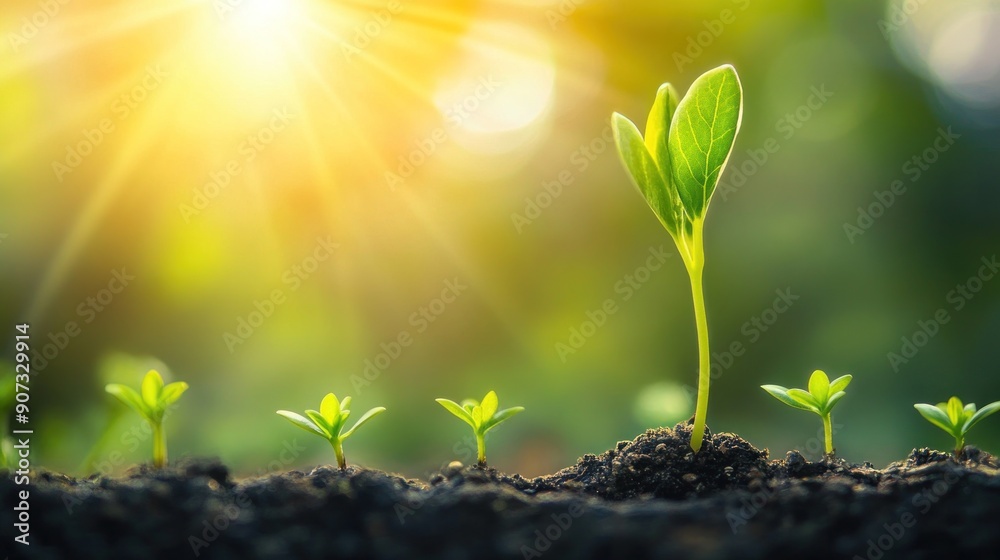 New Life, New Beginnings: A Close-up of Young Sprouts Emerging From Soil