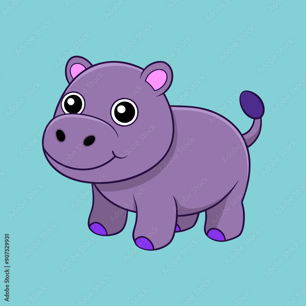 Baby Hippopotamus Animal flat isolated vector illustration on a white background Baby Hippopotamus Animal flat isolated vector illustration on a white background