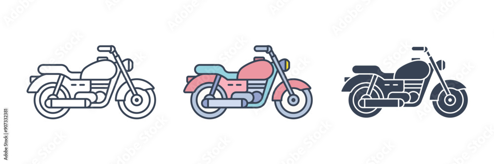 Motorcycle icon symbol vector illustration isolated on white background Motorcycle icon symbol vector illustration isolated on white background