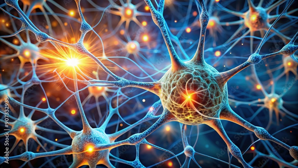 Detailed of the human brain with intricate network of neurons and synapses, brain, neuroscience, anatomy, biology Detailed of the human brain with intricate network of neurons and synapses, brain, neuroscience, anatomy, biology