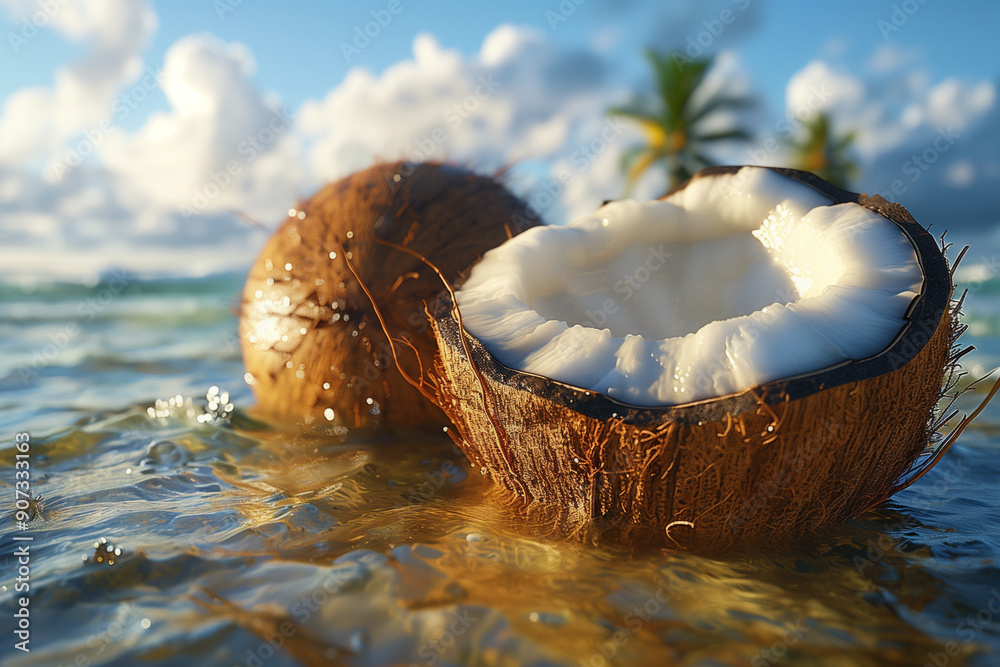 coconut shell on the beach coconut shell on the beach