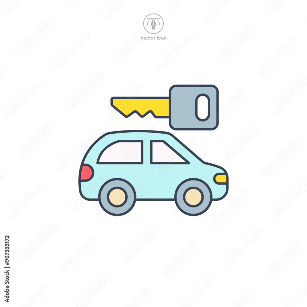 Fototapeta premium Car rental icon symbol vector illustration isolated on white background