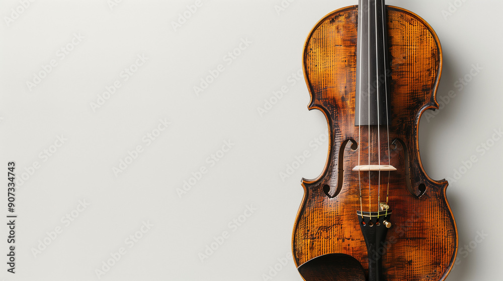 Exquisite Handcrafted Luthier Violin With Deep Brown Finish Displayed Against Neutral Background Exquisite Handcrafted Luthier Violin With Deep Brown Finish Displayed Against Neutral Background