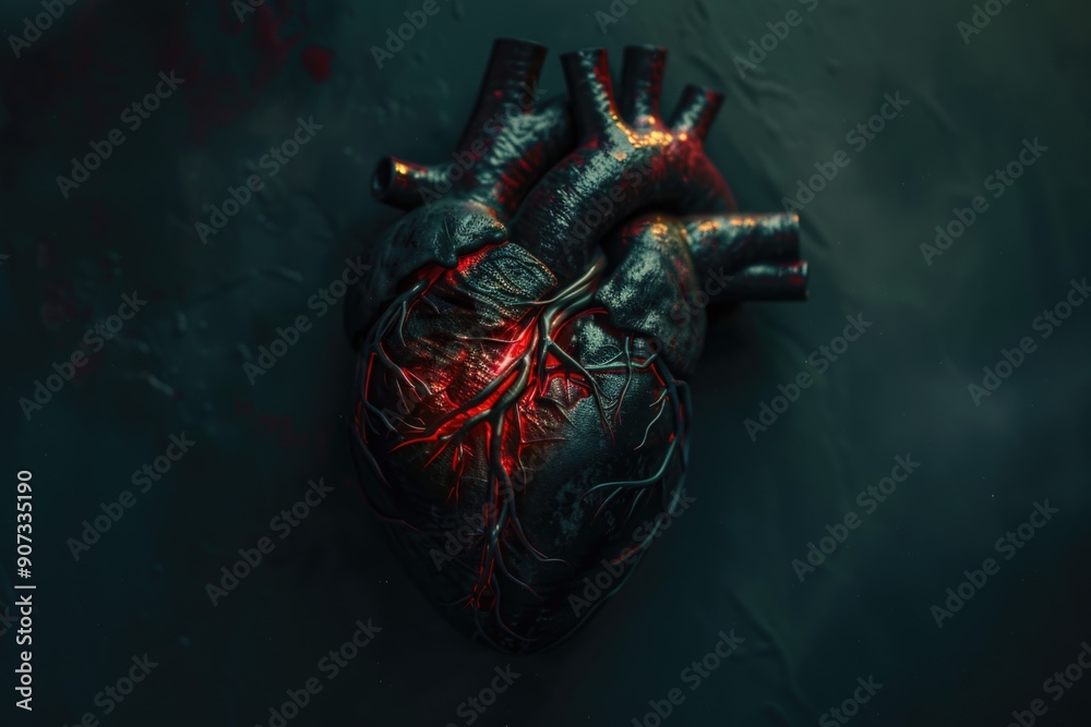 Fototapeta premium A close-up shot of a heart lying on a flat surface, perfect for representing love and affection in various contexts