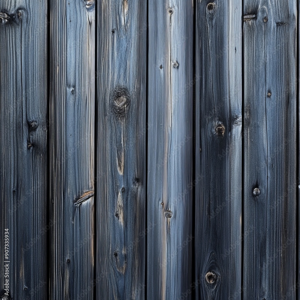 Wooden plank wall with knots and blue-gray hues. Wooden plank wall with knots and blue-gray hues.