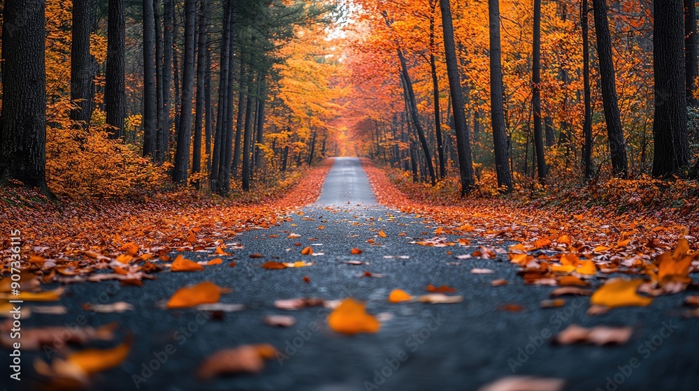 Autumn Road Through The Forest. Autumn Road Through The Forest.