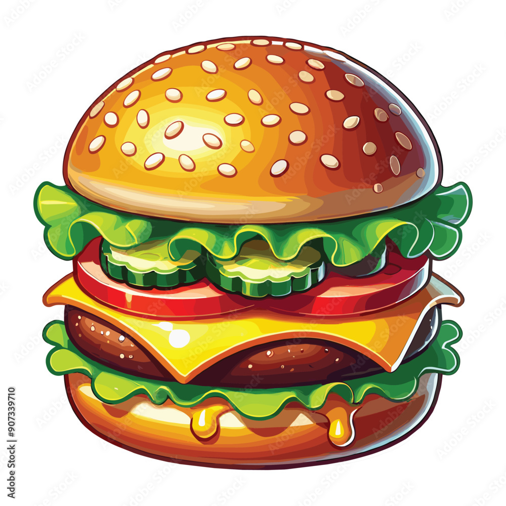 Hand drawn cartoon hamburger vector on a pure white background Hand drawn cartoon hamburger vector on a pure white background