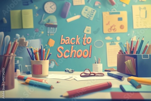 Vector Art of the writing "Back To School" with school and education background, homecoming, re-entry, school terms