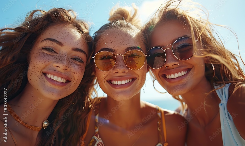 A happy group of friends is taking a selfie with a smart mobile phone, capturing diverse young people enjoying a sunny day out and hanging together. A happy group of friends is taking a selfie with a smart mobile phone, capturing diverse young people enjoying a sunny day out and hanging together.