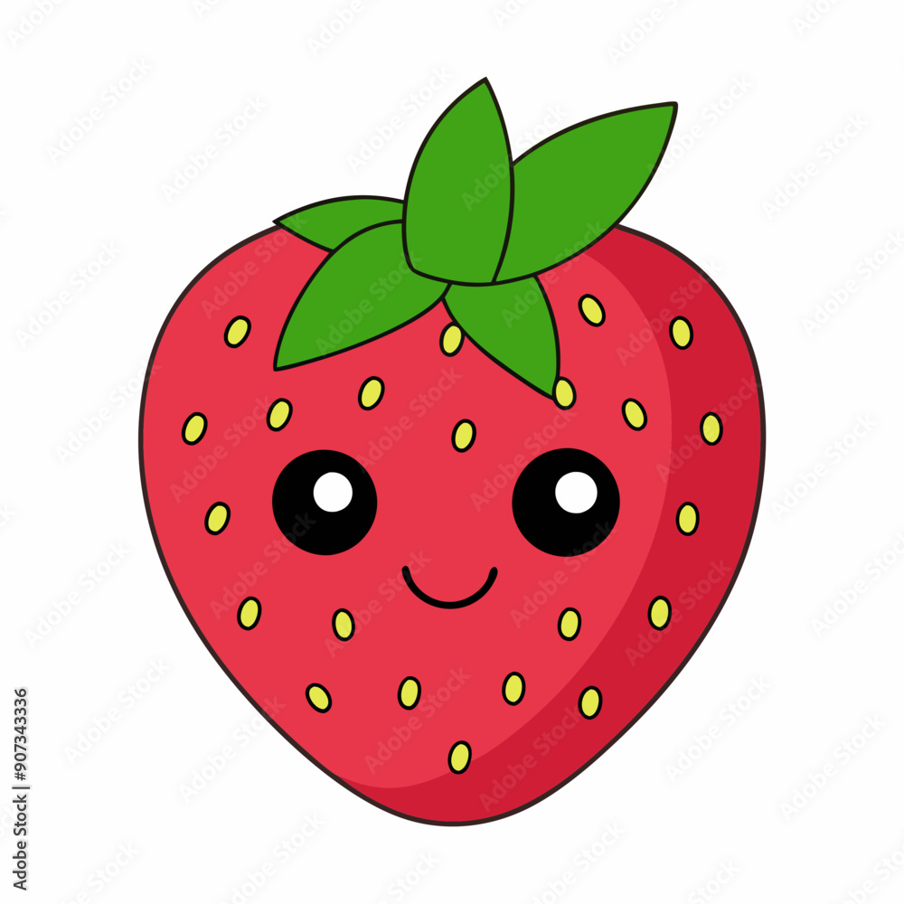 Obraz premium Strawberry cartoon flat vector illustration