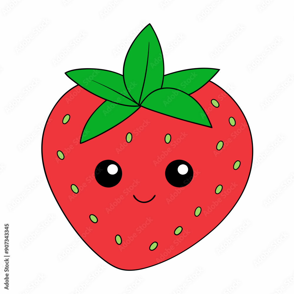 Strawberry cartoon flat vector illustration Strawberry cartoon flat vector illustration