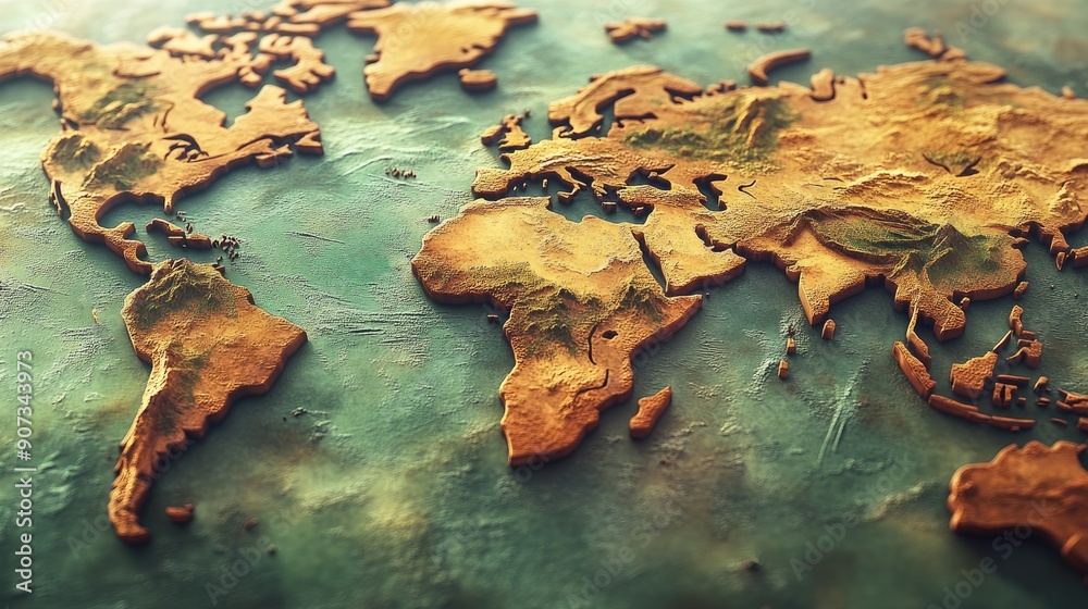 Detailed 3D Map of the World with Geographic Features Detailed 3D Map of the World with Geographic Features