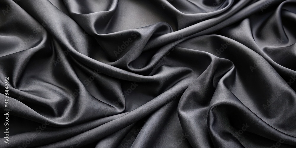 Fototapeta premium Black fabric texture background with a smooth and soft feel, cloth, textile, material, dark, black, texture, soft, smooth