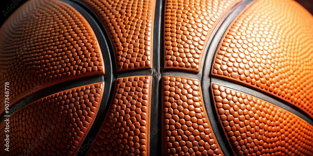 Obraz premium Close up of basketball ball texture, basketball, sports, game, equipment, round, textured, orange, rubber