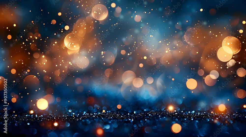 Abstract Blue and Gold Bokeh Background Abstract Blue and Gold Bokeh Background