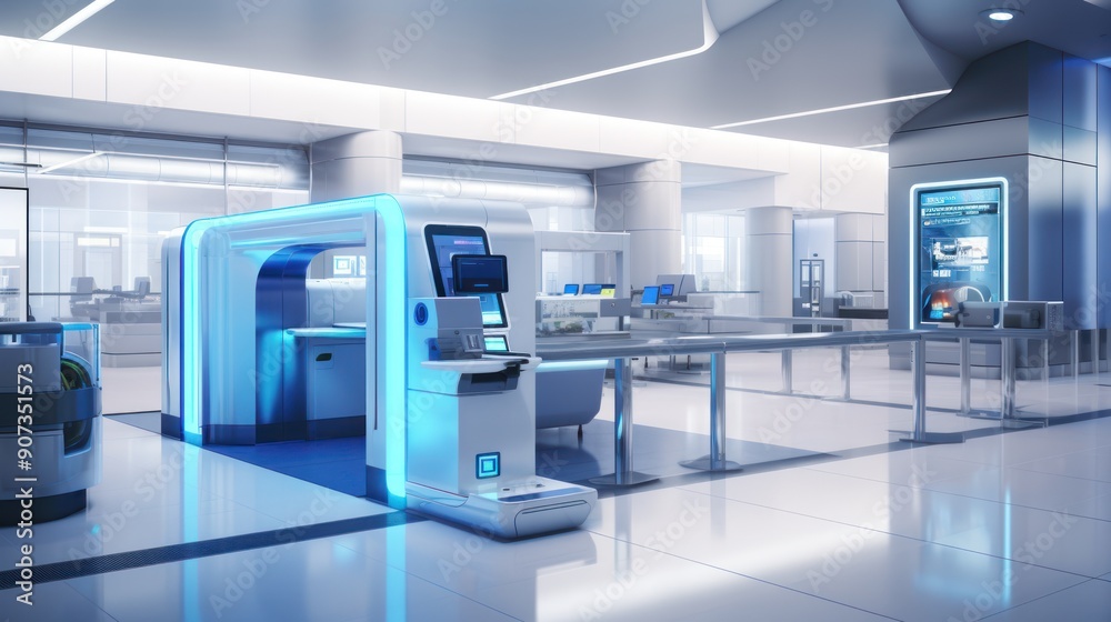 High-tech airport security checkpoint High-tech airport security checkpoint