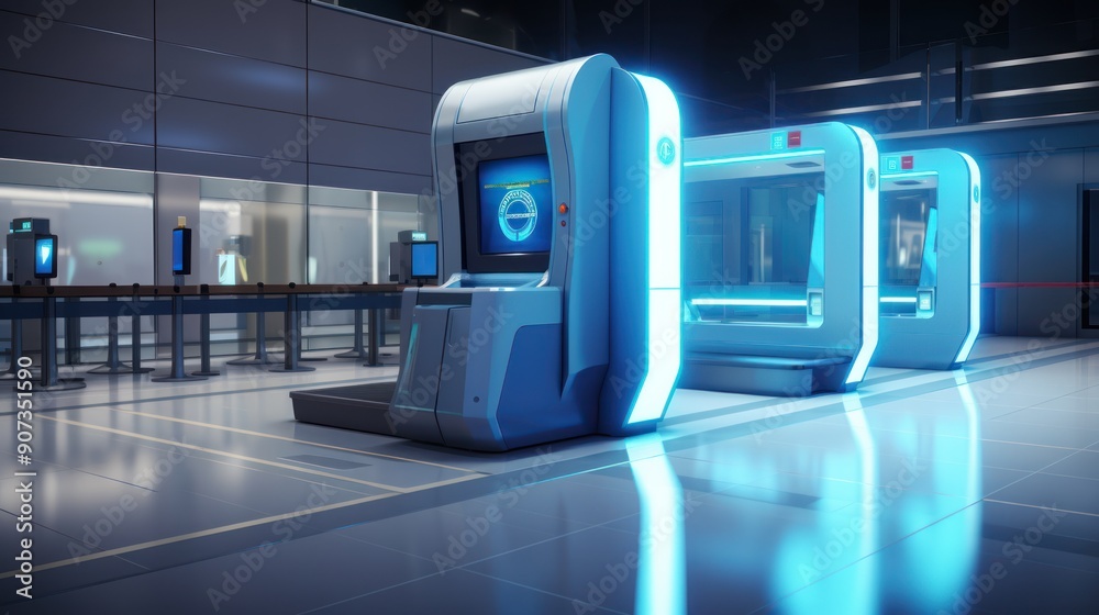High-tech airport security checkpoint High-tech airport security checkpoint
