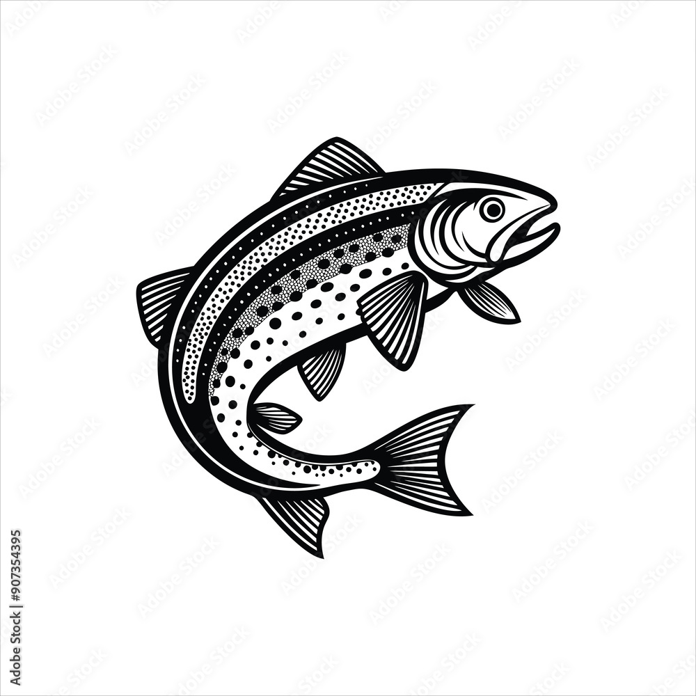 Fototapeta premium Rainbow Trout black vector