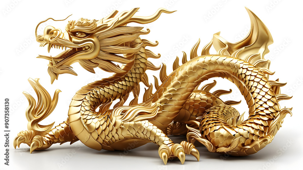 Golden Chinese Dragon Statue Golden Chinese Dragon Statue