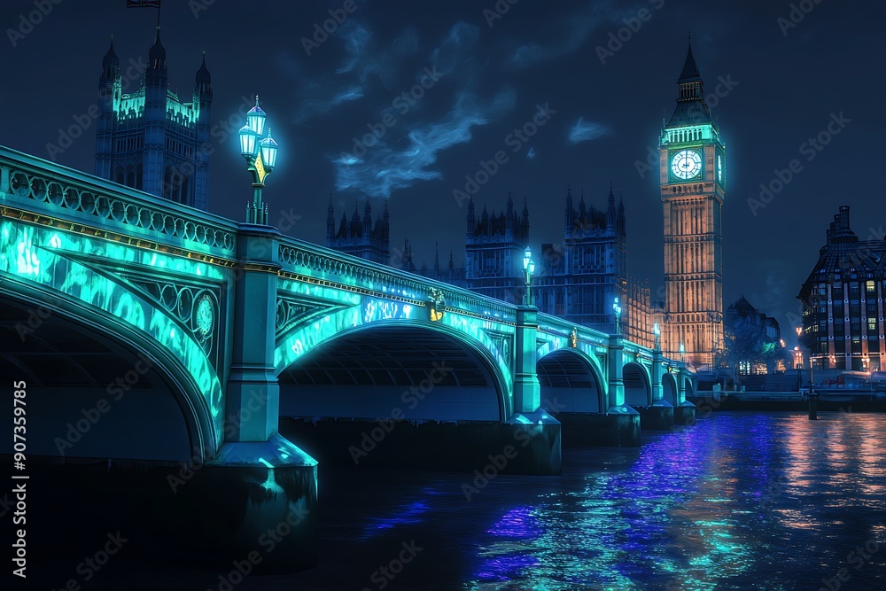 Obraz premium Big Ben and Houses of Parliament at night, London, UK
