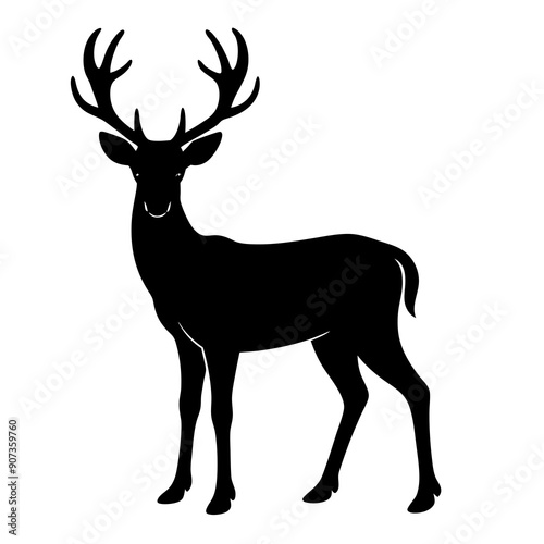 silhouette of a deer, deer vector illustration, pet vector art, deers silhouette, animal vector icon, eps, deer baby © SvgDesignHub