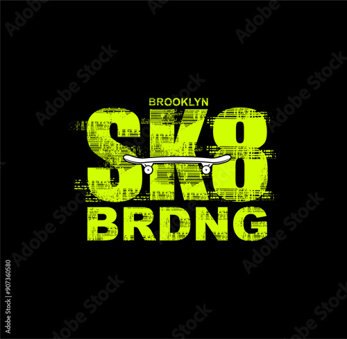 Skateboarding,NYC,Brooklyn Skate park typography, tee shirt graphics, vectors illustration.