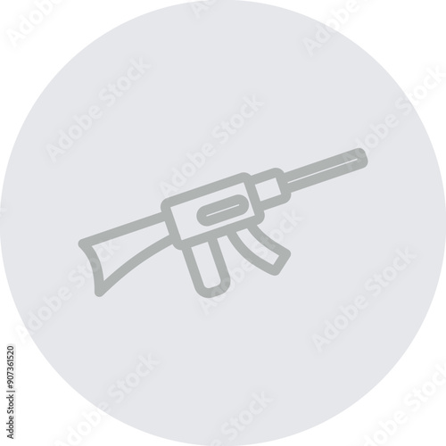 Rifle Vector Line Grey Circle Grey