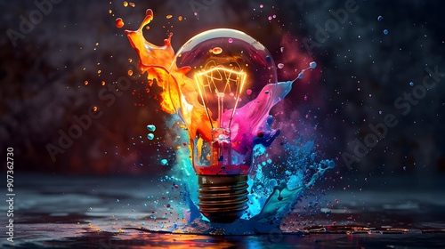 Colorful Lightbulb Explosion