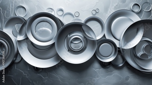 Abstract Silver Circles on a Gray Background