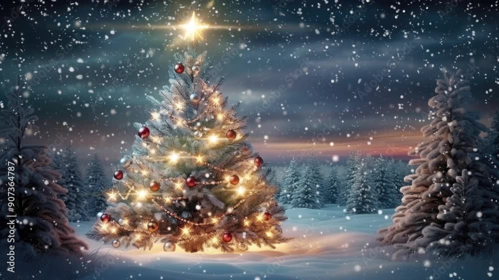 Animation Xmas tree with snow motion decorated with garland lights, holiday festive background. Animation Xmas tree with snow motion decorated with garland lights, holiday festive background.