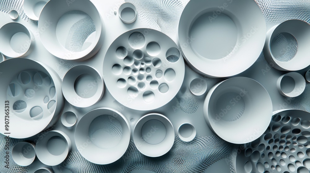 Abstract Composition of Circular Shapes and Patterns